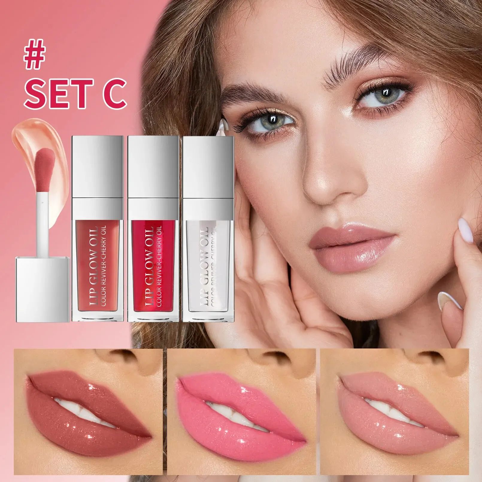 Crystal Jelly Lip Oil Set Hydrating Lip Plumper Gloss Tinted Lip Glow Collection