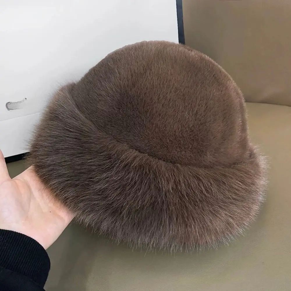 Womens Fluffy Faux Fur Winter Bomber Hat