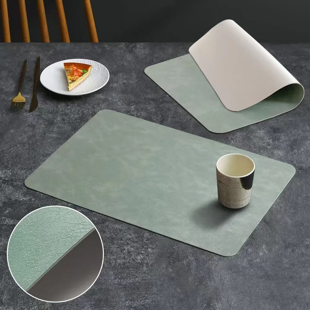 Square Faux Leather Kitchen Dining Placemats – Heat-Resistant Insulation Table Mats