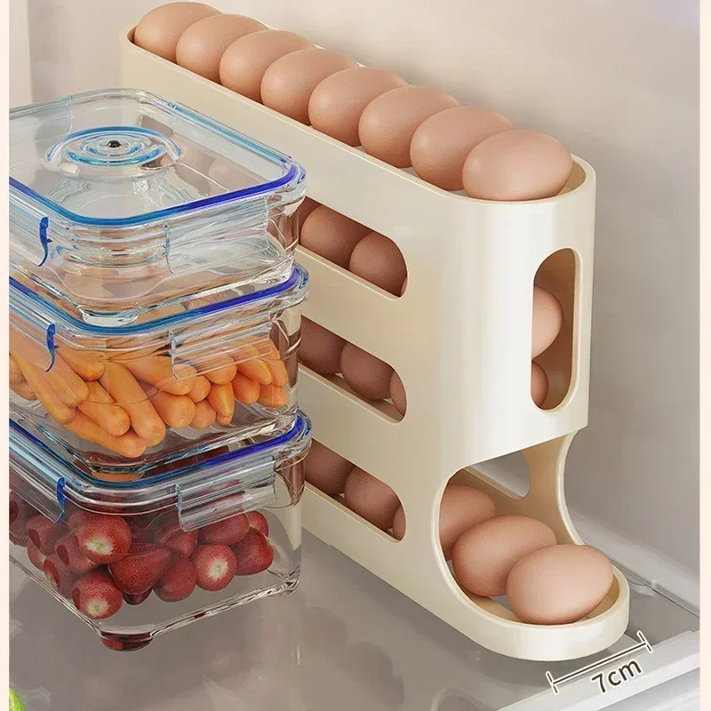 Ladder Style Egg Box Storage, Slide Egg Storage Box for Refrigerator, Automatic Egg Rolling Machine