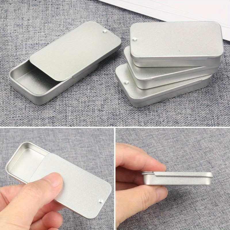 Sliding Lid Metal Storage Tin Set Compact Jewelry Organizer Boxes