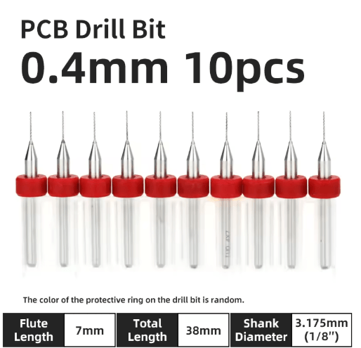 TOOLEYE Micro PCB Drill Bit Set – 10pcs Precision CNC Drills (0.1–3.175mm, 1/8 Shank)