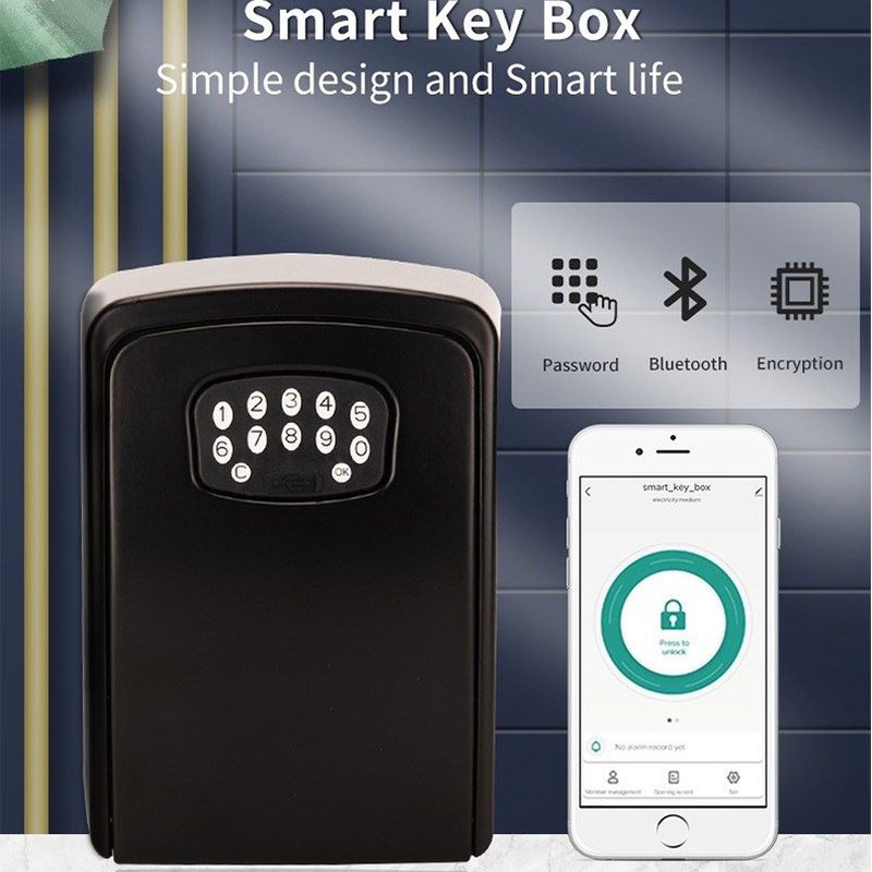 Smart Bluetooth Wall Mounted Key Lock Box with APP Control Waterproof Large Capacity Safe