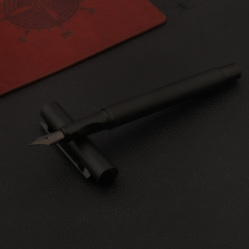 Matte Black Metal Fountain Pen with Smooth Nib, Professional Office, School Supplies & Writing Gift Pen