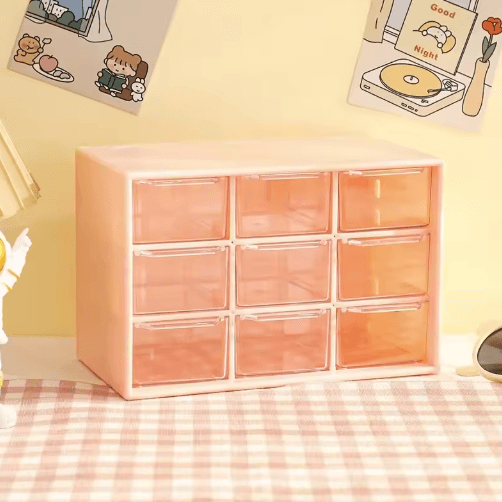9 Grid Transparent Desktop Storage Organizer with Wall Mounted Option