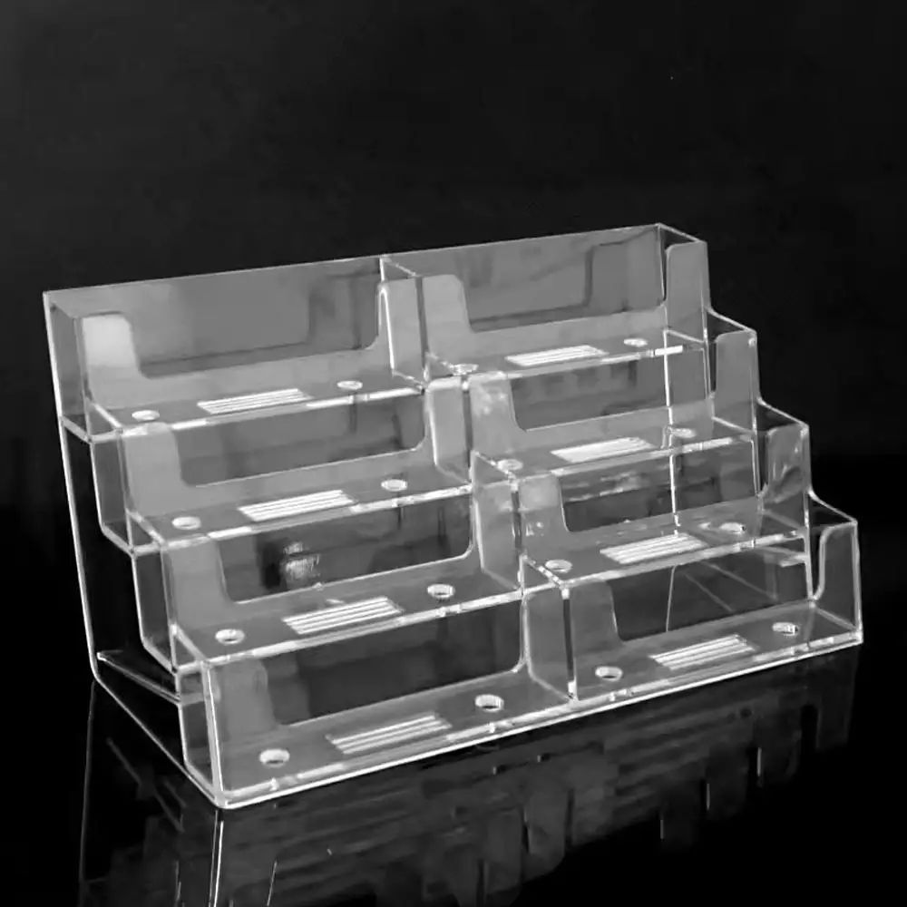 ClearView Transparent Desk Card Holder - Acrylic Desktop Display Stand for Business Cards