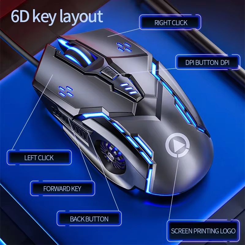 G5 Backlit wired gaming mouse 6 Key Macro Programmable RGB gaming mouse for PC and Laptop