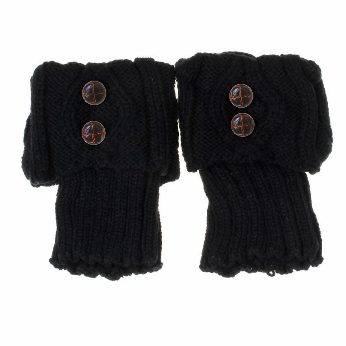 Autumn Winter Women's Knitted Wool Socks with Buttons, Fashion Boot Cover Leg Warmers & Foot Warmer