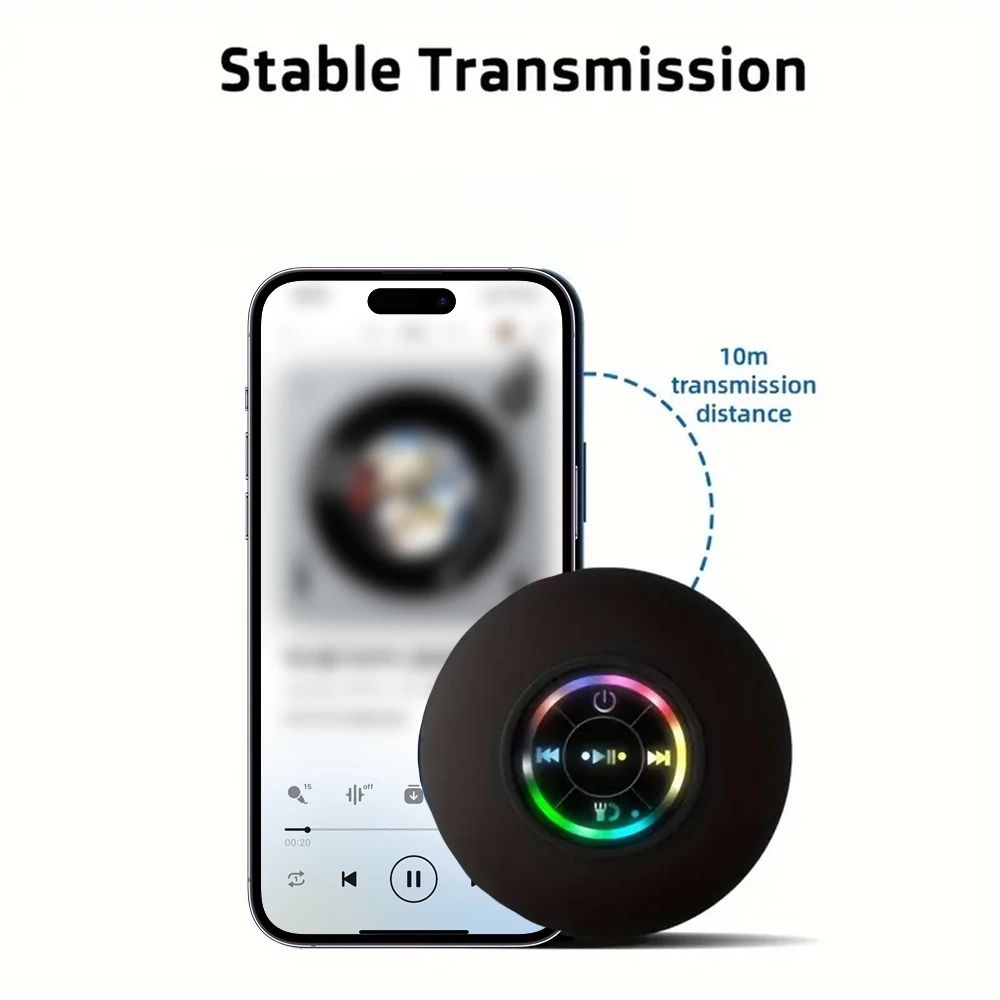 AquaBeat Portable Bluetooth Speaker – Waterproof Mini Stereo Speaker with Suction Cup & LED