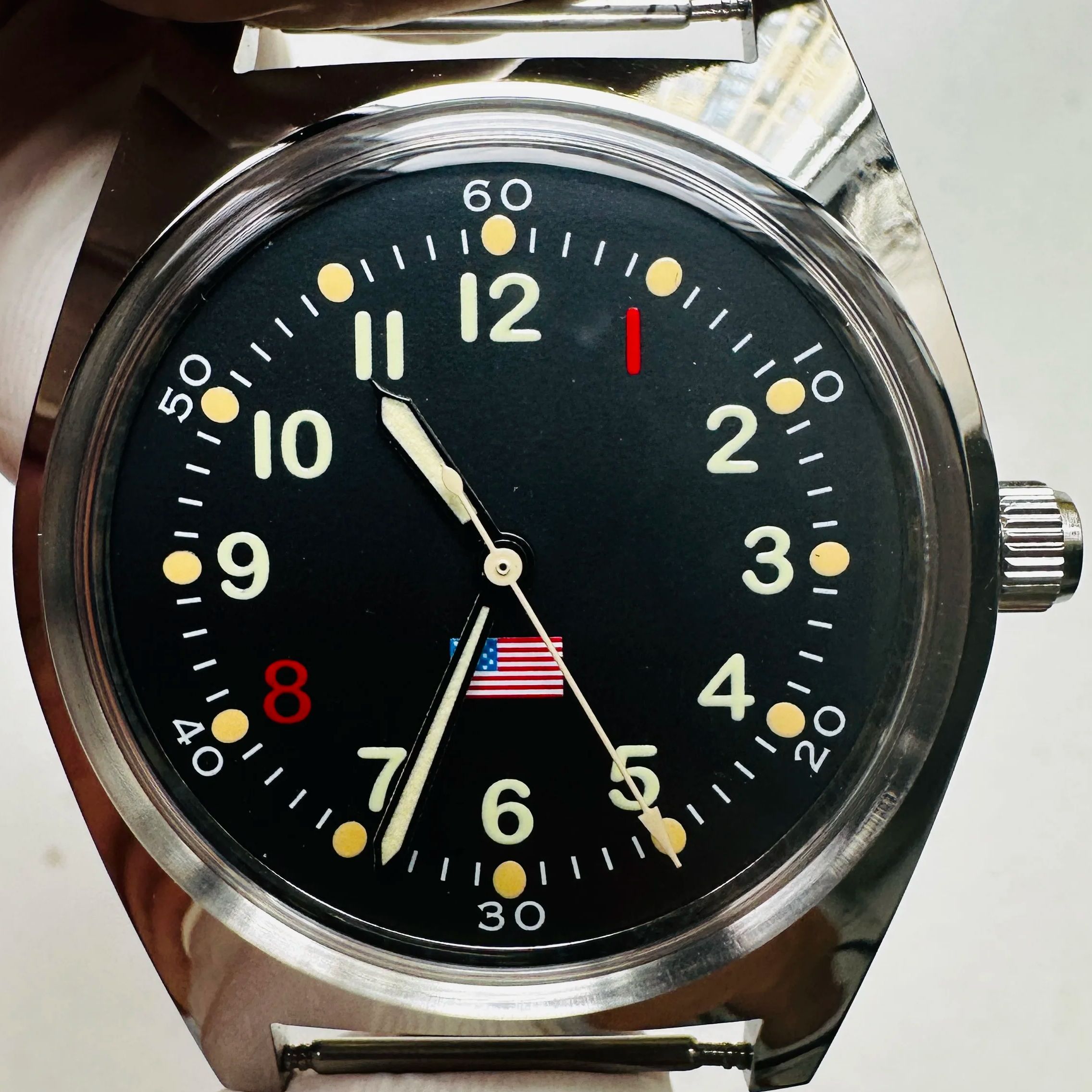 PHANTOM Men Retro Mechanical Watch Stainless Steel, Waterproof, Military Design Manual Movement
