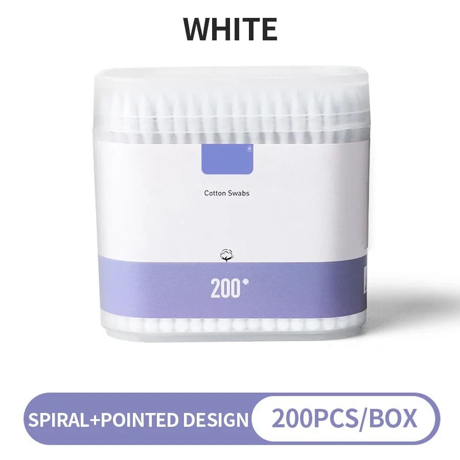 200-Count Pure Cotton Double-Ended Makeup Cotton Swabs – Precision Cleaning & Gentle Removal