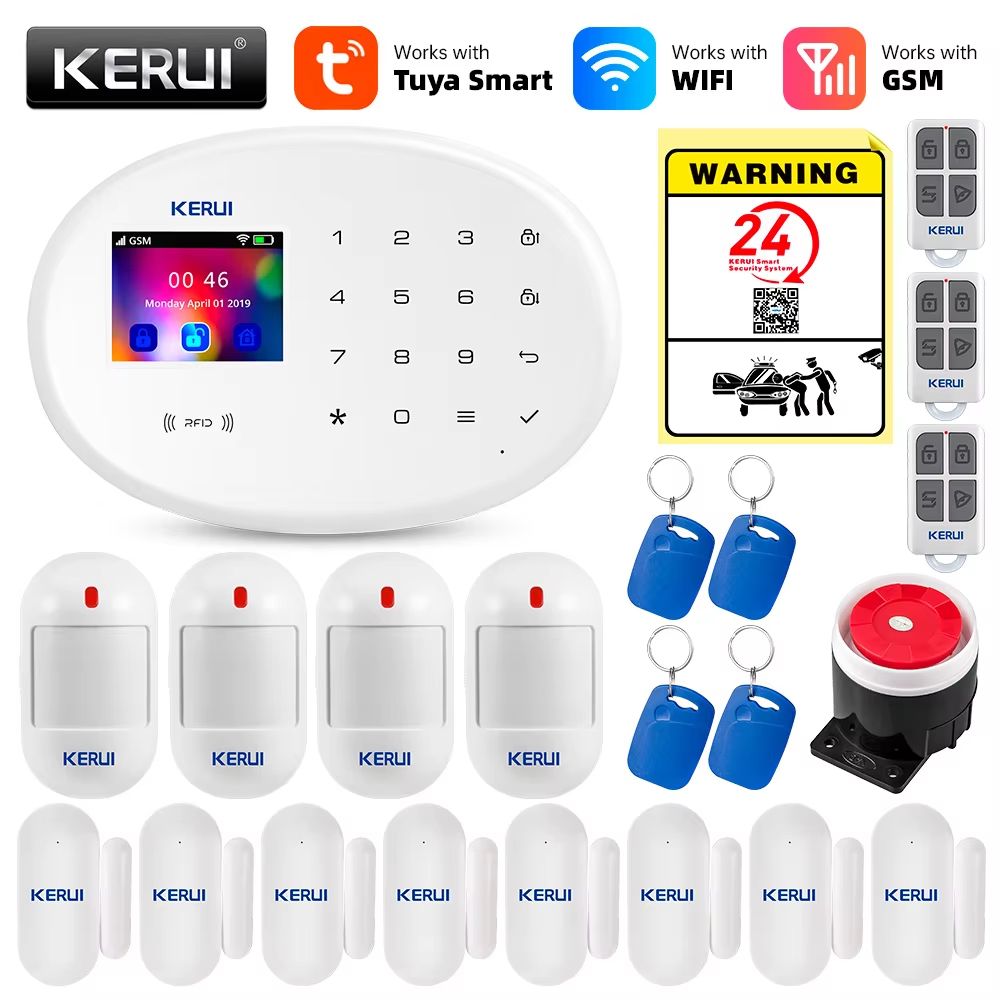 Tuya Smart 4.3-Inch WiFi + GSM Home Security Alarm System with Temperature Display