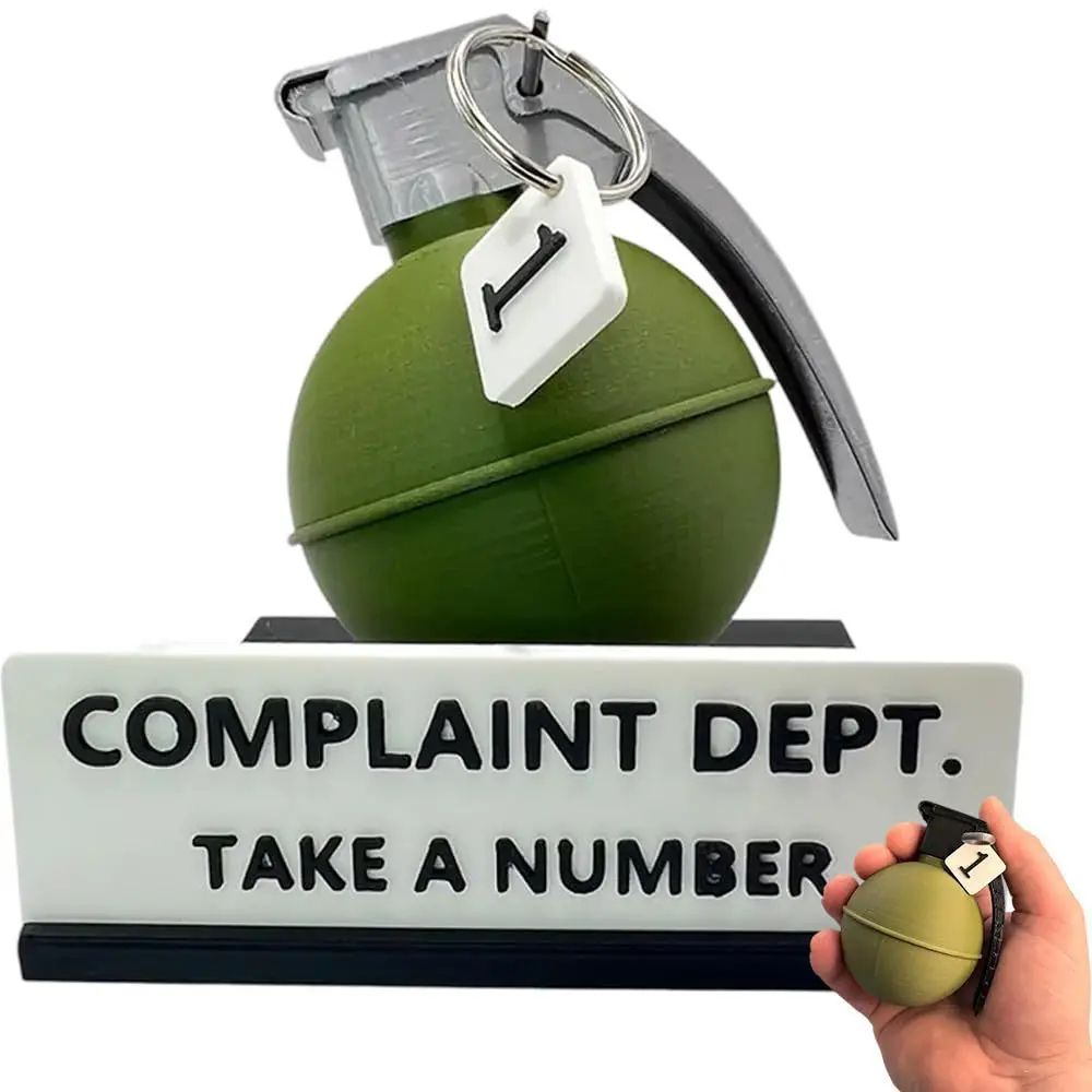 Funny Complaint Department Desk Grenade Sign