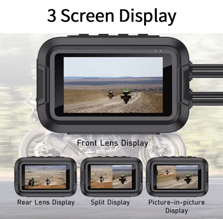 DualView 1080P Motorcycle Dash Cam with WiFi and GPS