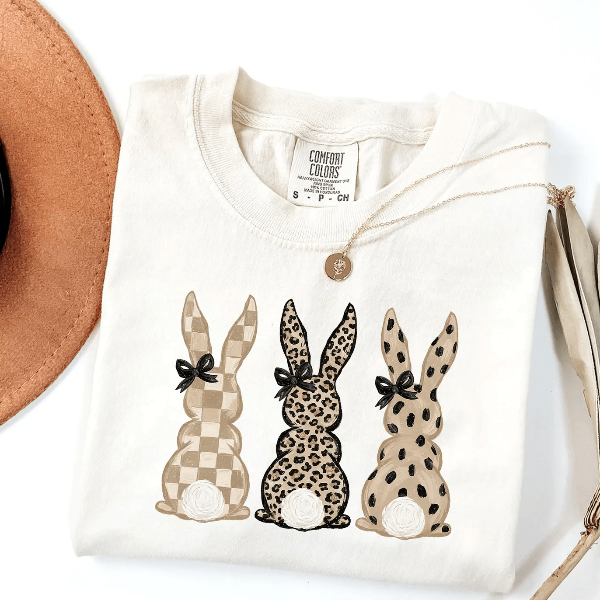Leopard Easter Bunny Shirt – Coquette Comfort Colors Tee, Trendy Spring Graphic Shirt for Women