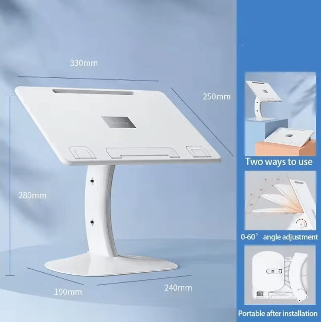 Eary Book and Laptop Holder Stand with Stable Base and Elastic Page Clips