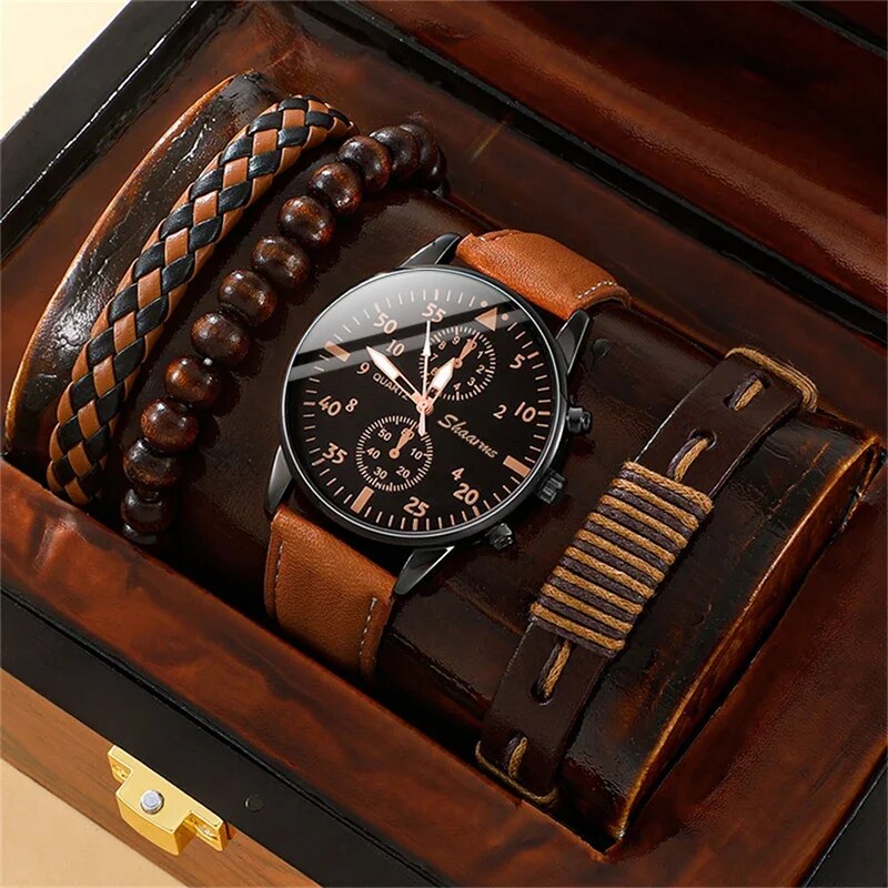 Fashion Men Sports Watches, Business Quartz Wristwatch, Luxury Leather Bracelet Watch, Casual Clock for Men