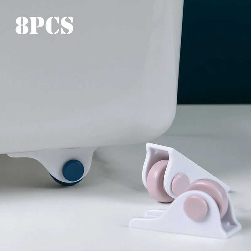 Self Adhesive Furniture Casters – No Noise, No Scratch Sliding Rollers for Storage Boxes & Trash Cans 4 / 8 pcs