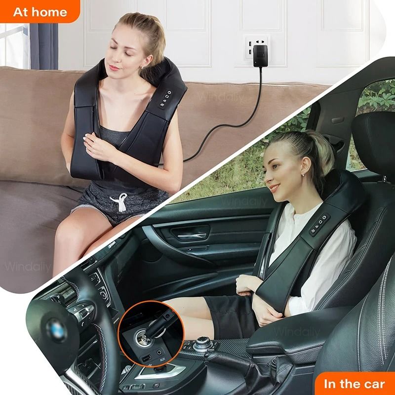 4D Shiatsu Neck and Shoulder Massager Kneading Massage Pillow with Heat