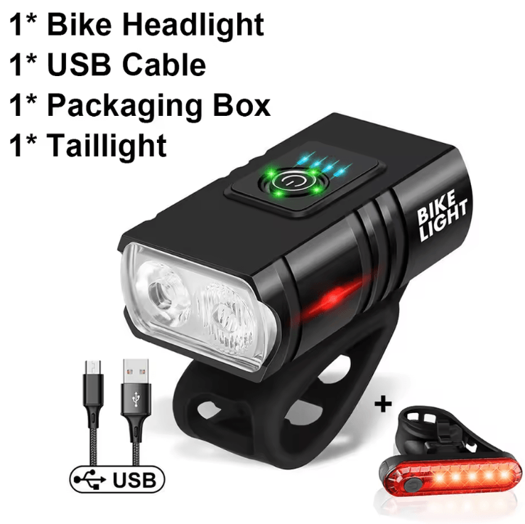 T6 LED USB Rechargeable Bicycle Headlight – High Beam Aluminum MTB Cycling Light Set
