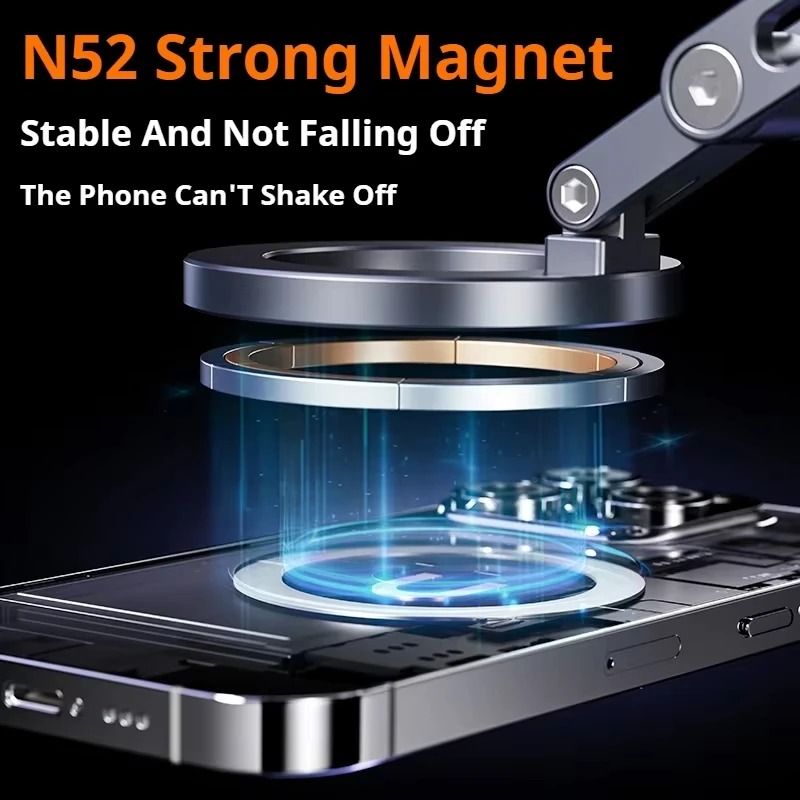X53 Magnetic Folding Phone Mount – 360° Rotating Vacuum Suction Mag Stand – Universal Navigation & Streaming Hub
