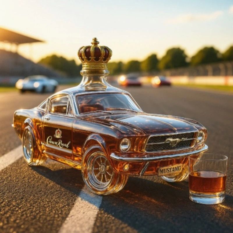 Mustang & Police Car Sculptural Glass Whiskey Decanter