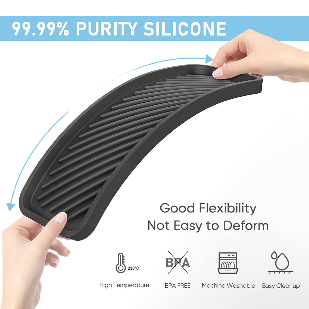 Silicone Sink Tray Self Draining Soap Dispenser and Sponge Holder