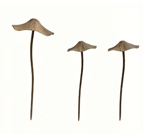 Retro Rusty Metal Mushroom Garden Decor (3-Piece Set) – Vintage Outdoor Mushroom Statues