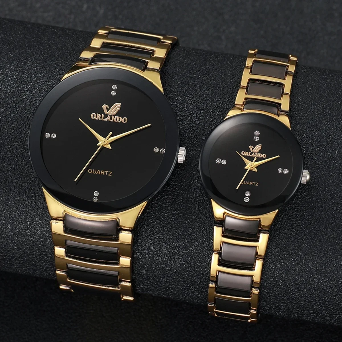 Couples Stainless Steel Analog Quartz Watches Set for Men & Women Fashionable Matching Timepieces