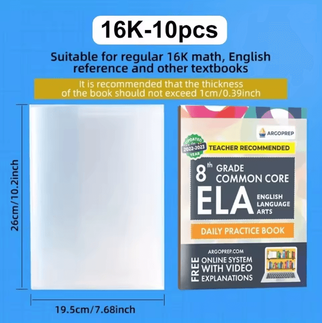 ClearGuard Waterproof Book Covers Transparent Self Adhesive Protective Sleeves 10 Pack