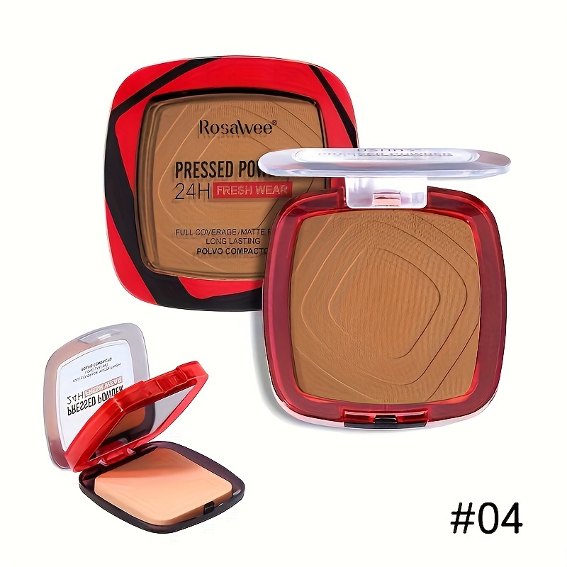 Matte Full Coverage Pressed Powder Foundation with Puff 24H Fresh Wear, Weightless Finishing Makeup