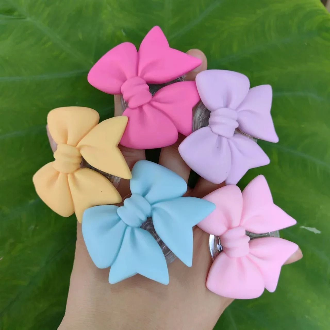 Plain Macaron Bow Knot Universal Phone Grip and Stand