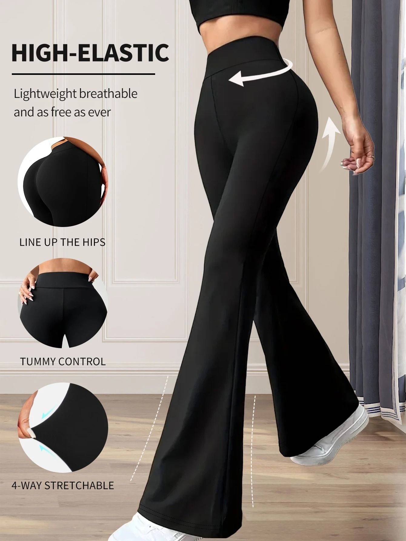 High Waisted Slim Fit Flared Pants for Women