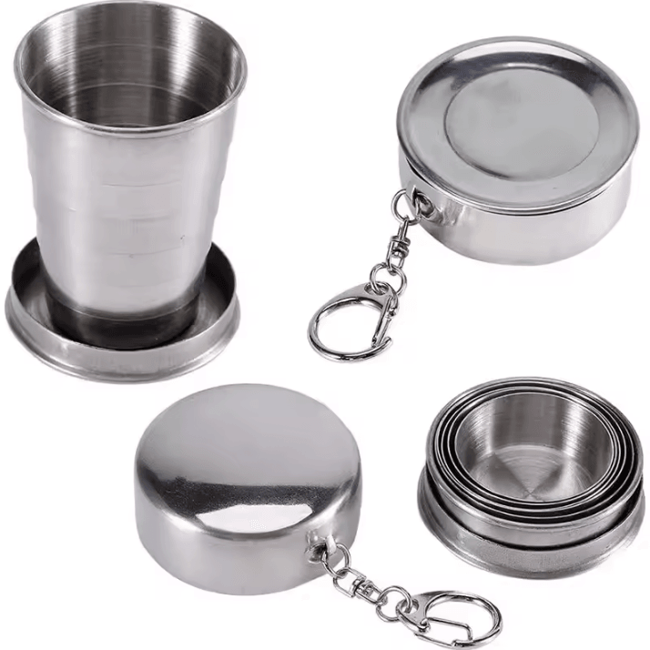 Portable Collapsible Stainless Steel Cup – Telescopic Folding Travel Mug for Camping & Outdoor Use