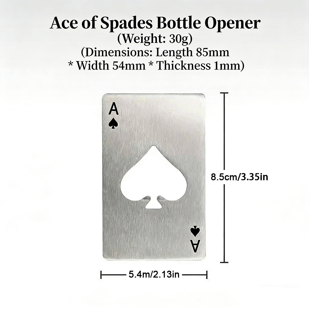 Ace of Spades bottle opener credit card size portable bottle opener stainless steel poker tool
