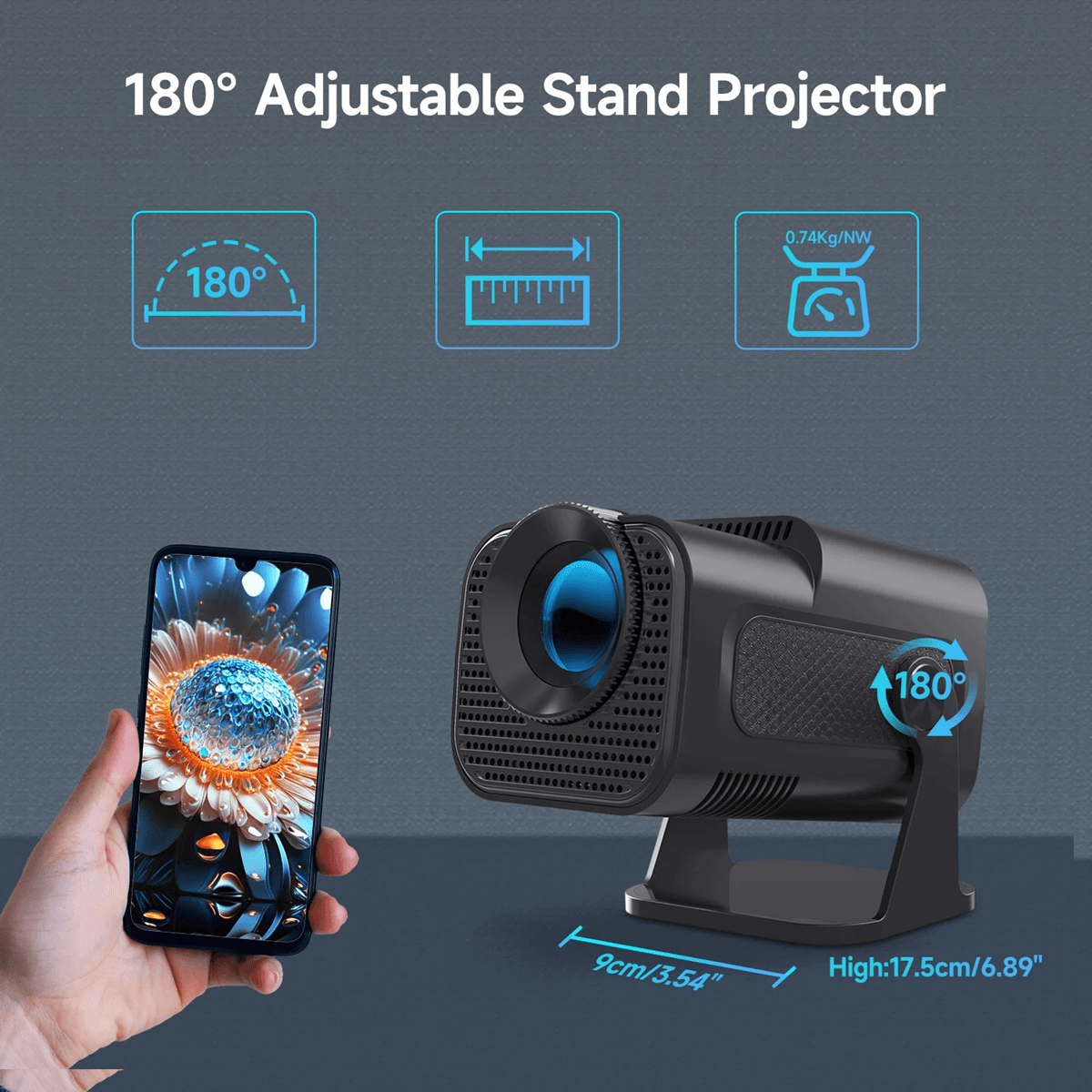 Magcubic HY320 Mini 4K Android Projector with WiFi 6 and Bluetooth for Home and Outdoor Use