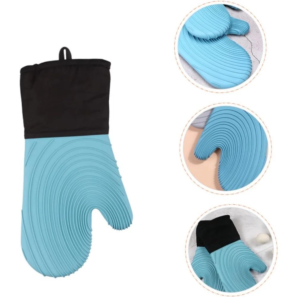 Extra-Long silicone oven mitts, Heat-Resistant, BPA-Free Cooking & BBQ Gloves (Easy-Clean, Non-Slip Grip)