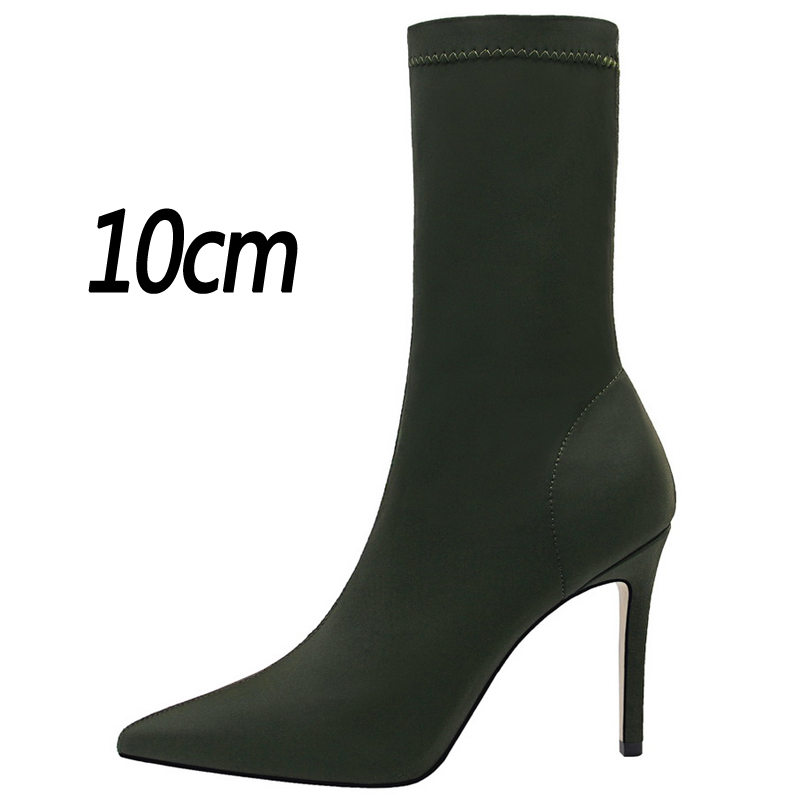 Pointed Sexy Toe Stretch Boots Autumn Stiletto High Heels Women Boots Fashion Ankle Boots Ladies Shoes
