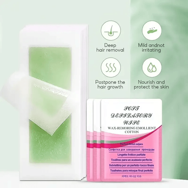 Cold Wax Hair Removal Strips – 10 to 50 Pack Facial & Body Wax Paper for Smooth Skin at Home