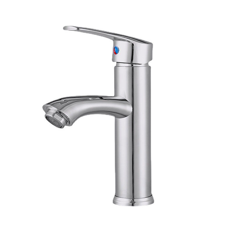 Silver Bathroom Sink Faucet Single Handle Hot and Cold Mixer Tap