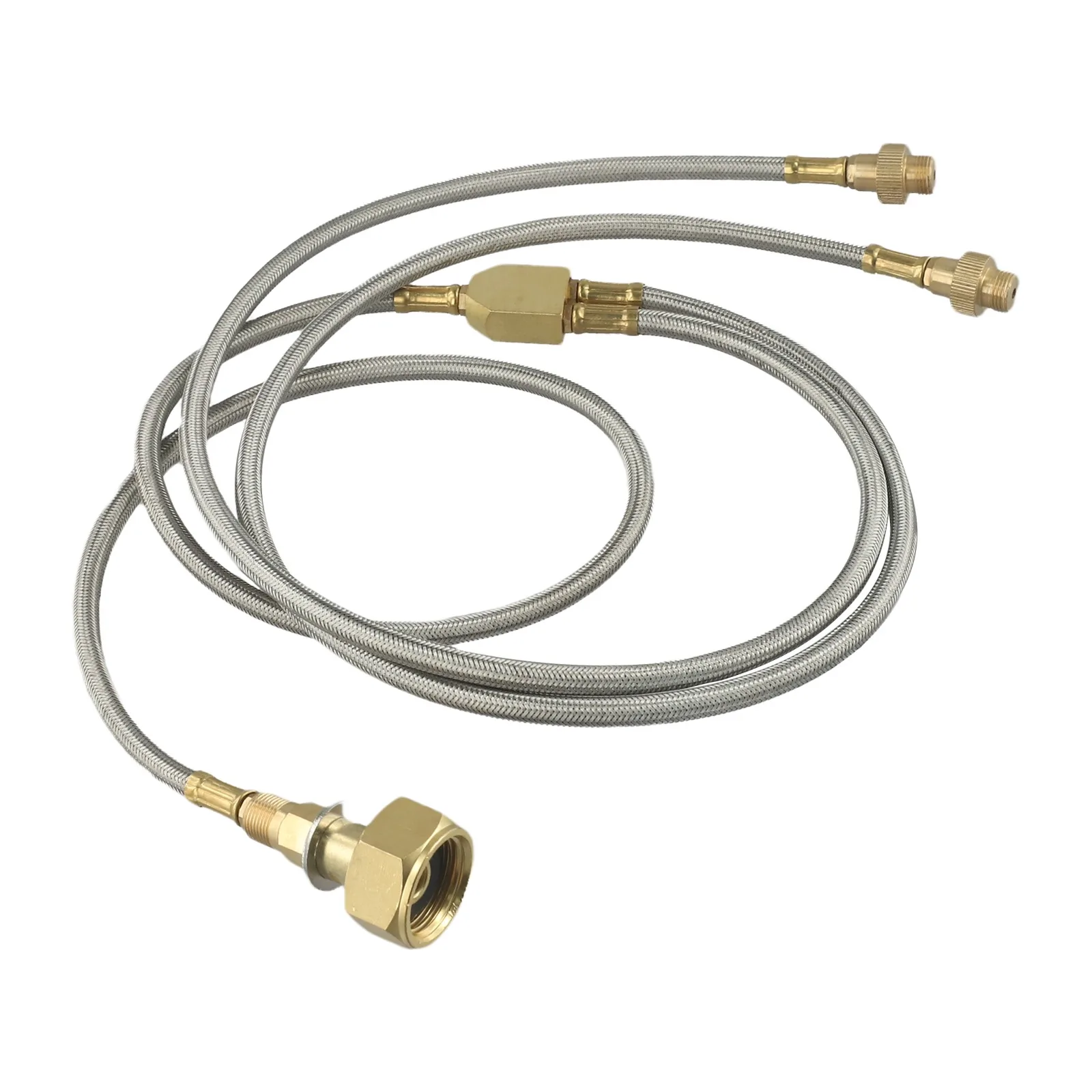 Portable Brass Camping Stove Gas Connector Hose for Dual Burner Setup