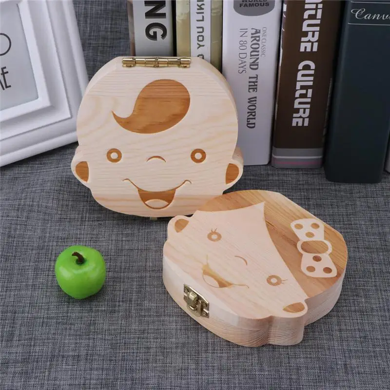 Wooden Baby Tooth Box Organizer, Keepsake Storage for Kid Milk Teeth, Perfect Gift for Boys & Girls