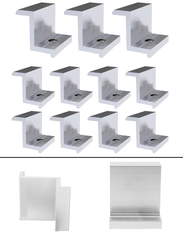 Aluminum Alloy Solar Panel Mounting End Clamps Set of 10 Pieces