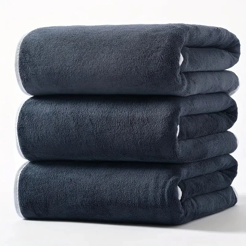 3 Piece Soft Coral Velvet Bath Towel Set