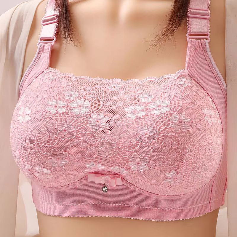 Women's Large Size Wireless Support Bra Comfortable Bustier Non Padded Brassiere for Everyday Wear