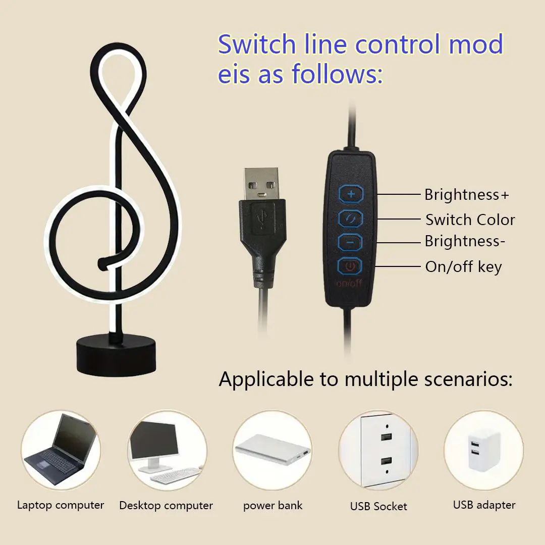 Musical Note LED Dimmable Table Lamp