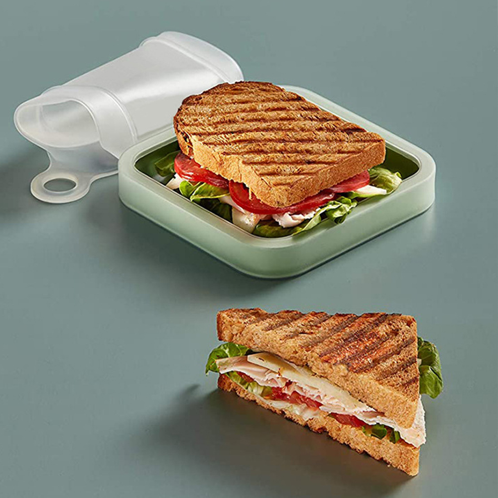 Portable Silicone Bento Box, Snack Box for Students, Lunch Box with Handle