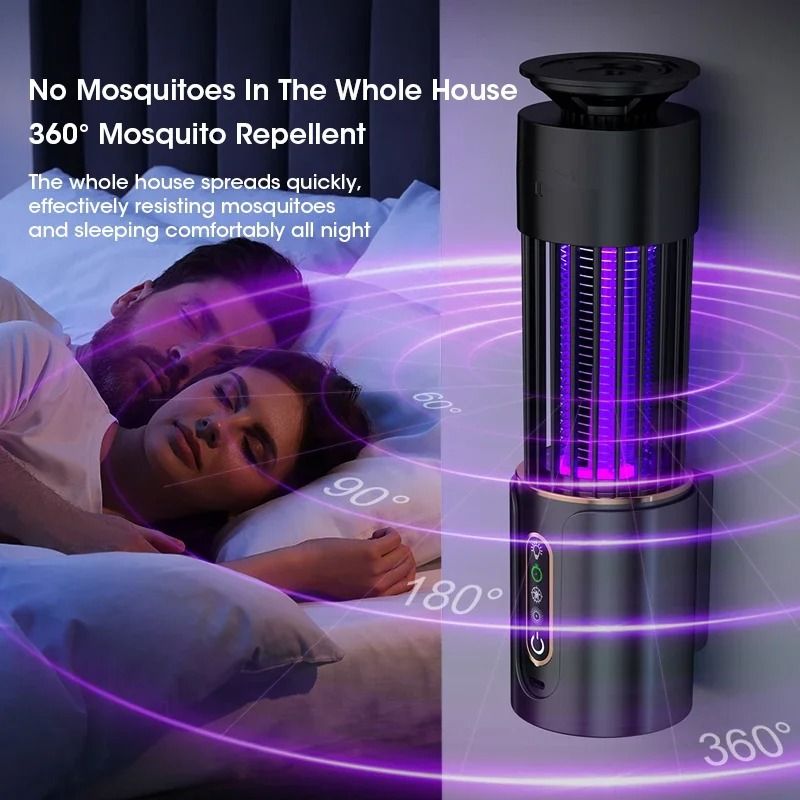 Mosquito Killer Lamp Camping Lantern with USB Rechargeable Insect Trap and Electric Swatter Function