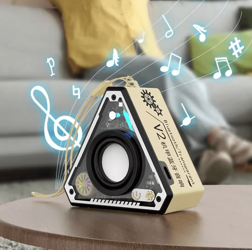 V2 Mecha Style Portable Bluetooth Speaker – Mini Wireless Subwoofer with Stereo Sound for Outdoor and Home