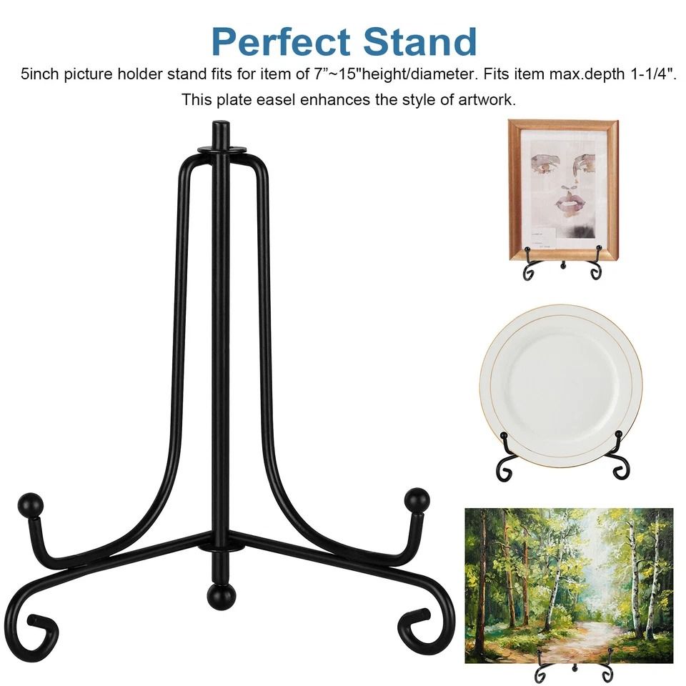 Iron Display Stand Classic Plate Holder, Photo Frame Rack Adjustable, Anti Slip